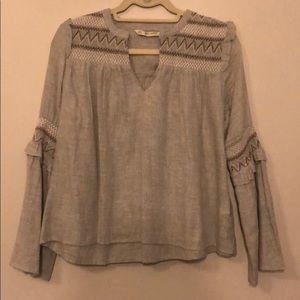 Zara Grey Peasant Blouse